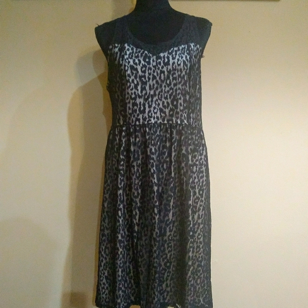 Lace Print Illusion Mini Dress